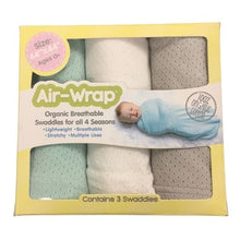 Load image into Gallery viewer, Woombie Old Fashioned Organic Air Wrap 3PK - Mint/White/Grey
