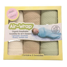 Load image into Gallery viewer, Woombie Old Fashioned Organic Air Wrap 3PK - Light Green/Light Cocoa/Cream