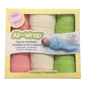 Woombie Old Fashioned Organic Air Wrap 3PK - Pink/Cream/Lime