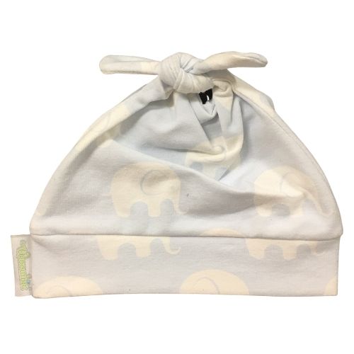 Woombie Cotton Beanie - Blue Elephant 0-6M